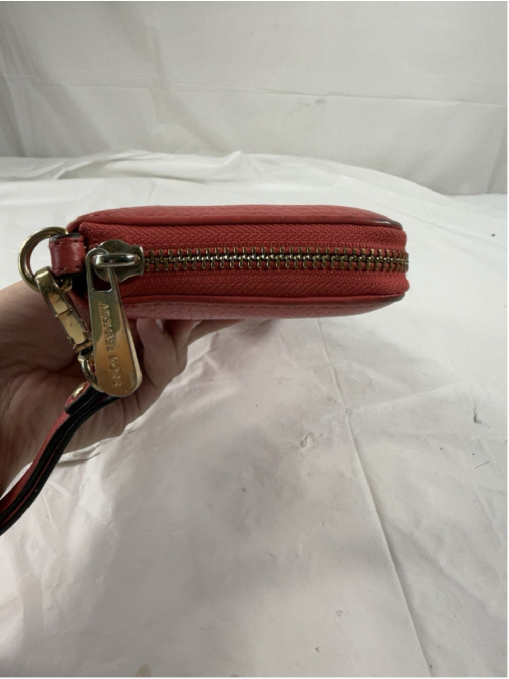 Michael Kors Logo Zip Continental Travel Saffiano Leather Wallet Watermelon - Picture 10 of 16